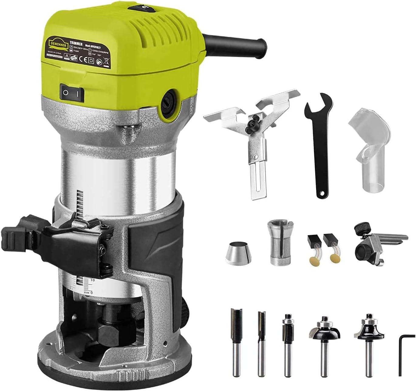 DEWINNER 710W Electric Flush Router with 6 Variable Speeds Professional